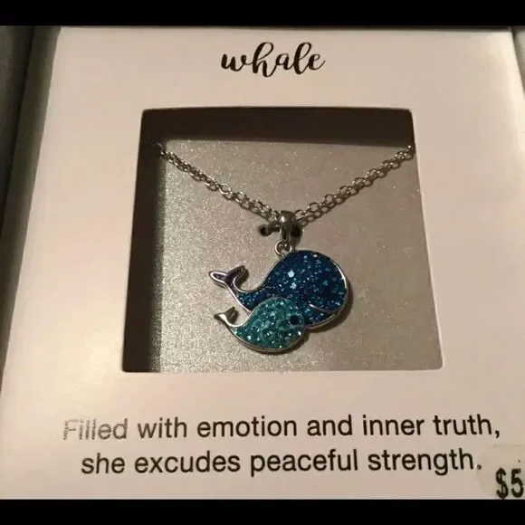 Crystal Whale Necklace.  Length of Chain is 20” - Picture 3 of 4